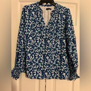 Blue and Green Patterned Women's Top